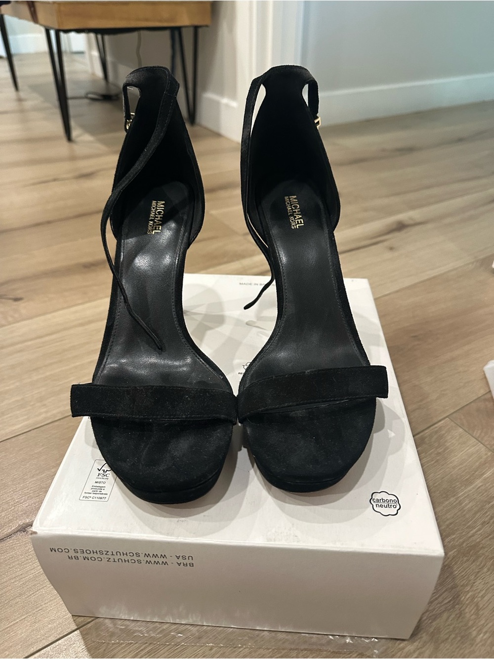 Michael Kors Black Suede Ankle-Tie High Heels